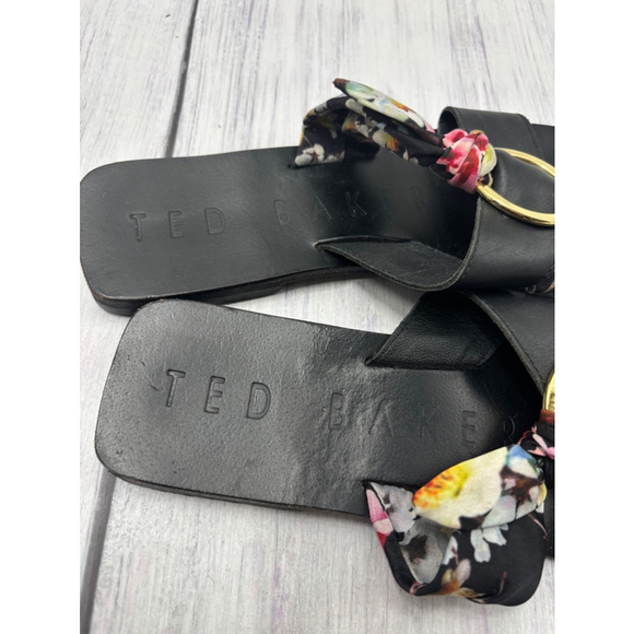 Women's Ted Baker Sandals Size 38 Black Floral - Picture 6 of 11